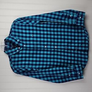 Crown & Ivy Kids Plaid Button-Down Shirt • Boys Medium (8/10) • Blue & Navy Chec